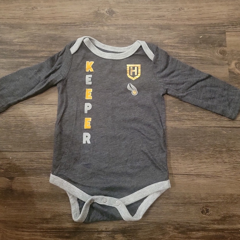 Harry Potter Baby Keeper Long Sleeve Bodysuit Gray Quidditch 3-6 Months